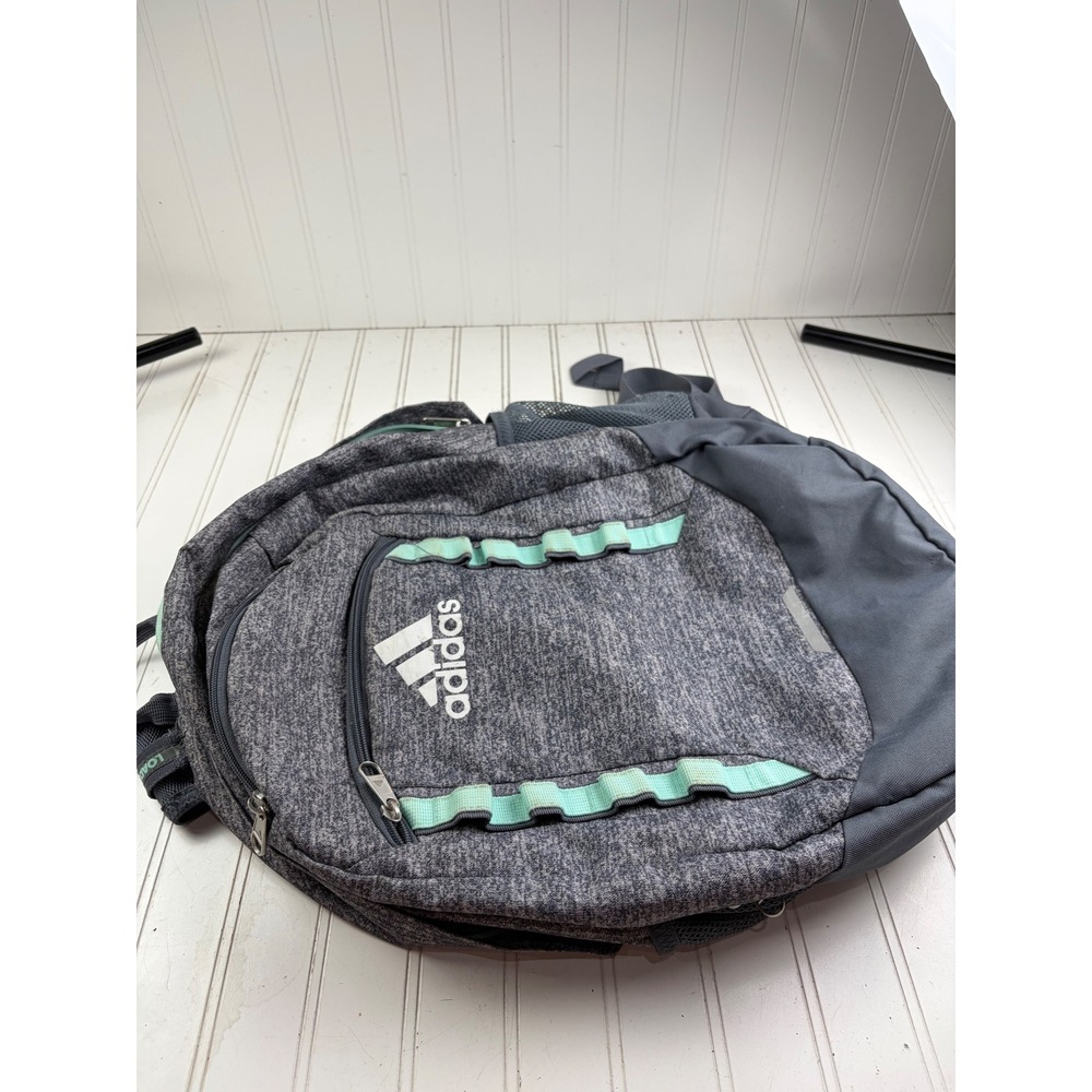 Adidas Excel V Heather Grey Mint Green School Gym Backpack Unisex - Picture 12 of 14